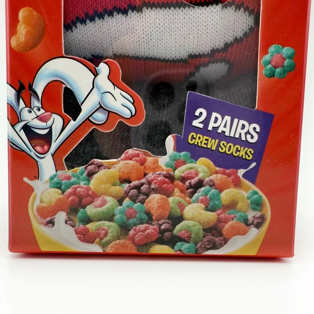 Trix Cereal Crew Socks Mens Rabbit Fruit Colorful Novelty Gift Set Red Gray